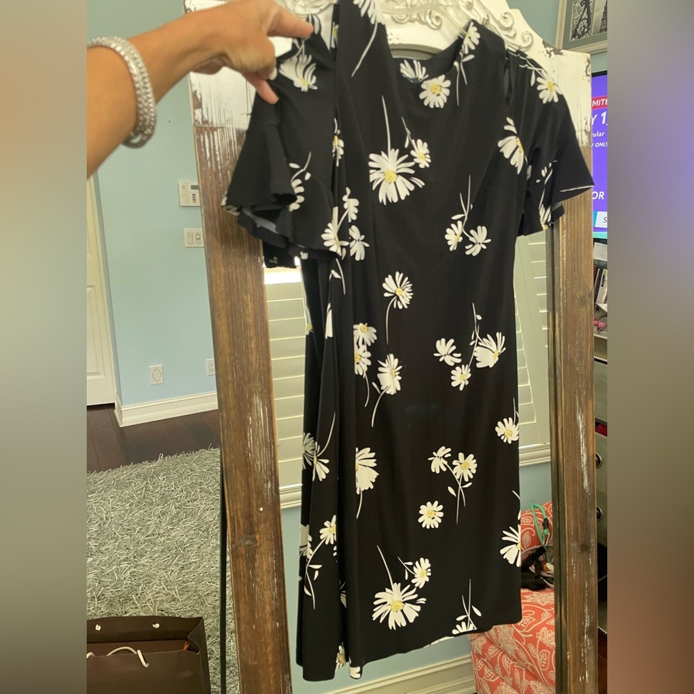 Fun, black summer dress with white flowers, Tommy Hilfiger